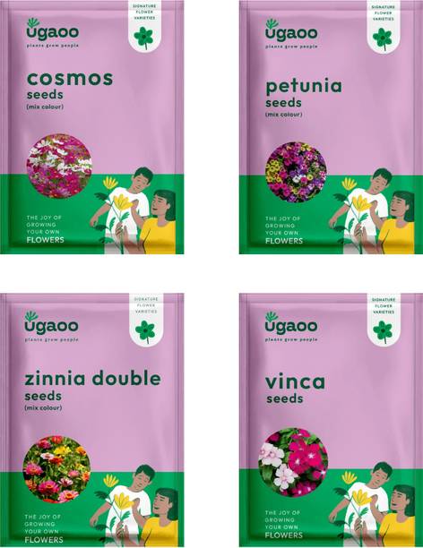 UGAOO Flower Seeds - Cosmos, Petunia, Zinnia Double mix, Vinca (20 Seeds) Seed