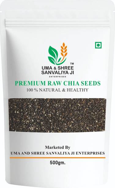 UMA AND SHREE SANVALIYA JI ENTERPRISES PREMIUM RAW CHIA //CHIA SEEDS for Weight Loss (Pack of 1 | 500 G |) Chia Seeds