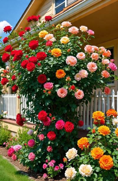 GROSSAMER Multicolour Rose Seeds for Home Garden | Hybrid Rainbow Rose Flower Seeds Seed