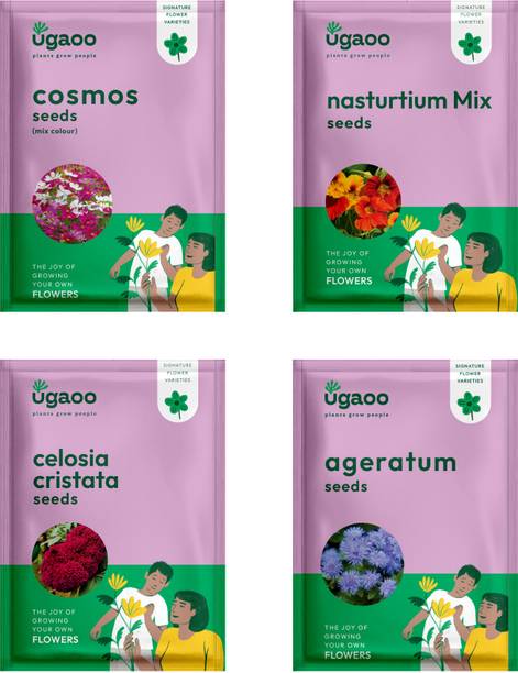 UGAOO Flower Seeds - Cosmos Mix , Nasturtium Mix (20 Seeds), Celosia Cristata,Ageratum Seed