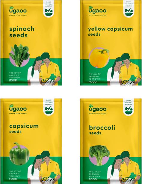UGAOO Combo Vegetable Seeds - Spinach, Yellow Capscium, Capsicum, Broccoli Seed