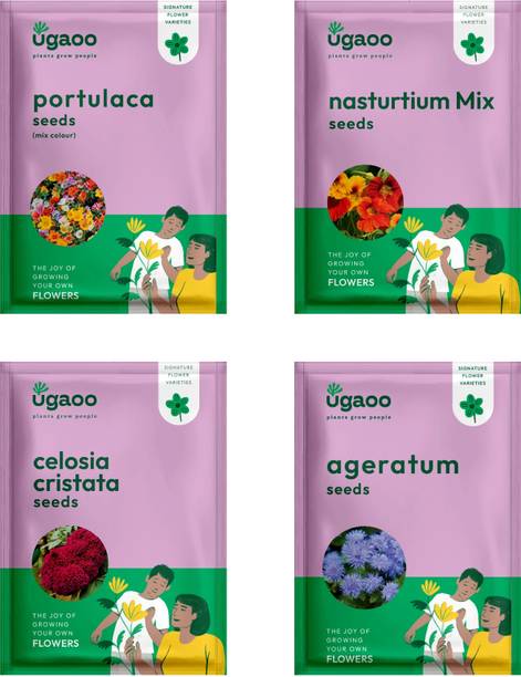UGAOO Flower Seeds - Portulaca Mix, Nasturtium Mix, Celosia Cristata, Ageratum Seed