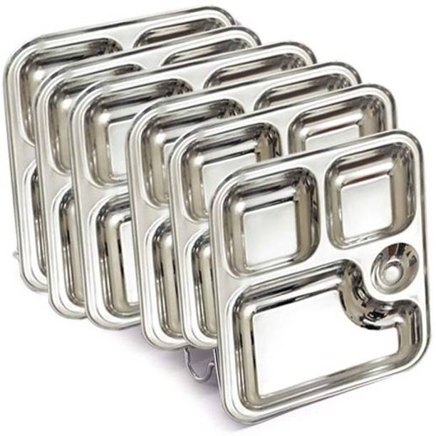 Cuttales Stainless Steel 4 Compartment Plates (Multipurpus Use) Sectioned Plate