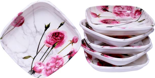 फीस्ट Melamine Square 6 Inch Snacks Plate set क्वार्टर प्लेट