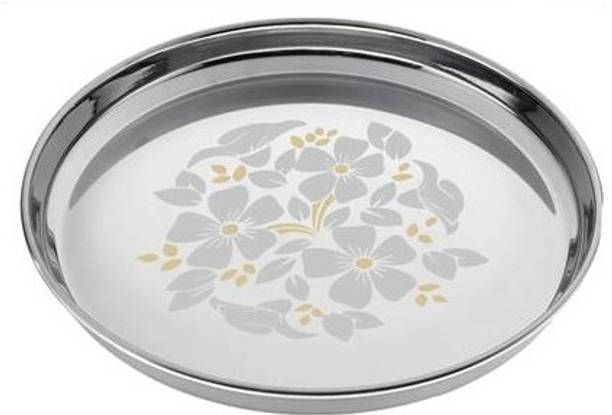 GATISTAVAM Stainless Steel Classic Designer Thali – 27cm Dinner Plate Khumcha Dinner Plate