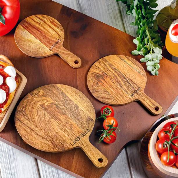 LAKDI-BAAZ Premium Wooden Platter Round Cutting Board Serving Board Chopping Board - Combo Pizza Tray