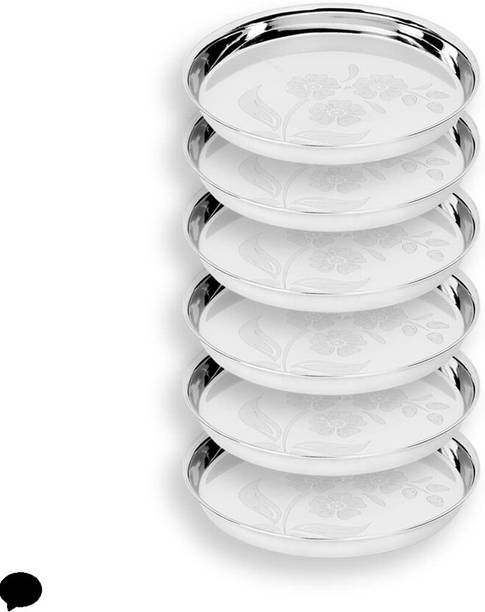 MAXSUN Stainless Steel Food Serving Plate Set of 6 for Daily Meals Dinner Plate