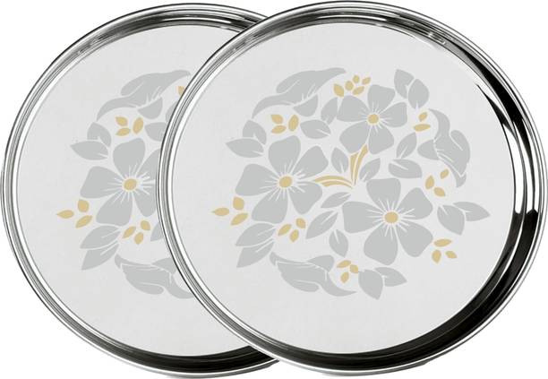 Snapple Stainless Steel Classic Designer Thali/Khumcha/Dinner Plate Heavy Guage 27cm Dinner Plate