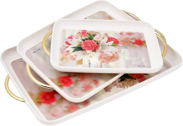 NAYASA Serving Tray Set For Serving Dishes For Home,Kitchen.Office,Restaurant Pack Of 3 Tray