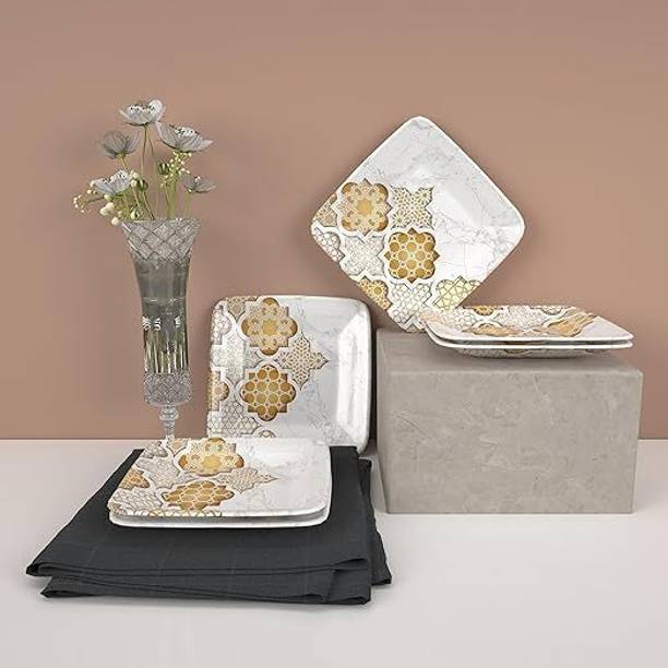 कास्टलाइट Bliss Paradise Palms Melamin Side Plates Set for Serving Snacks, 7 Inches क्वार्टर प्लेट