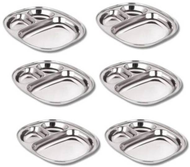 Cuttales Stainless Steel 3 Compartment Multipurpose Dinner Plates Dinner Plate