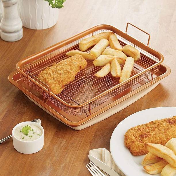 HGC Kitchen Deep-Fried Food Drain Basin Rectangle Crispy Tray Tray