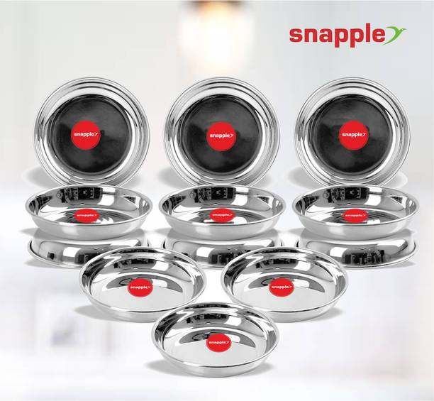 स्नैपल Stainless Steel Classic Halwa Plate / Dessert Plate / Snack Plate / Round हाफ प्लेट