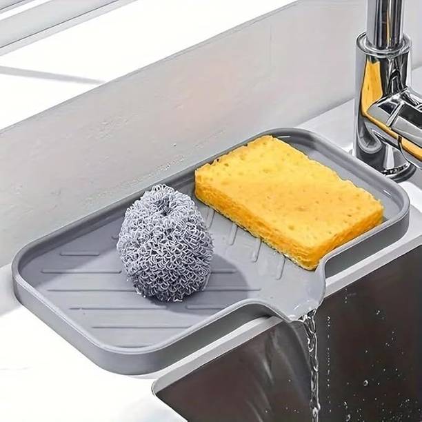 GAURINANDAN Grey Silicone Bathroom Soap Dispancer Tray