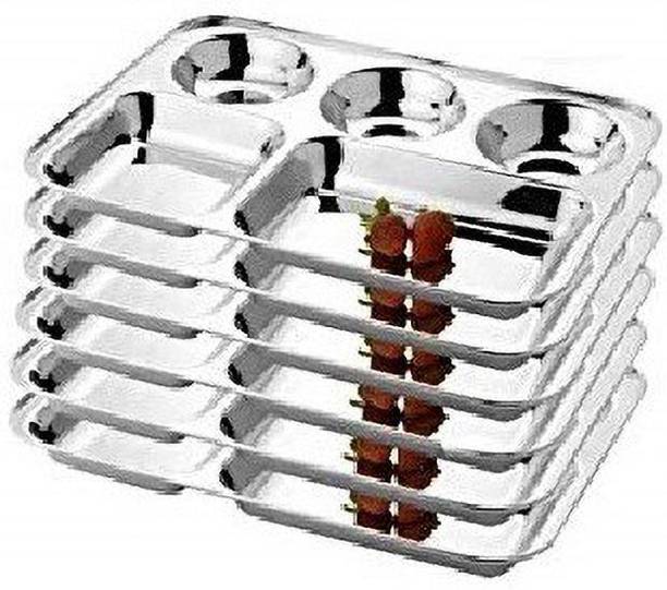 Nirvika Stainless steel bhojan thali Dinner Sectioned Plate