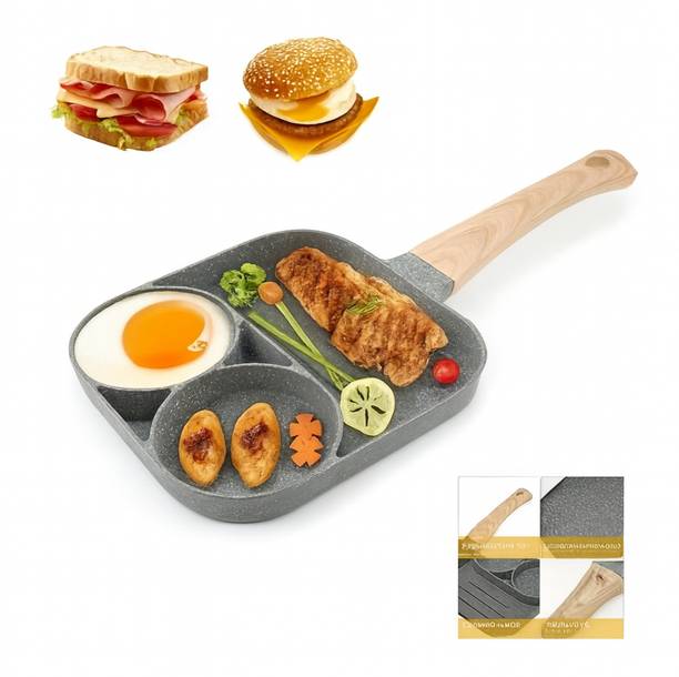 VOCO 3 Hole Non Stick Fry Pan Aluminium Alloy | Multi Purpose Induction Base Cookware Fry Pan 19 cm diameter 0.25 L capacity