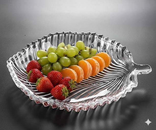 Rosefinch Crystal Leaf Shape Glass Tray Plate for Servi...