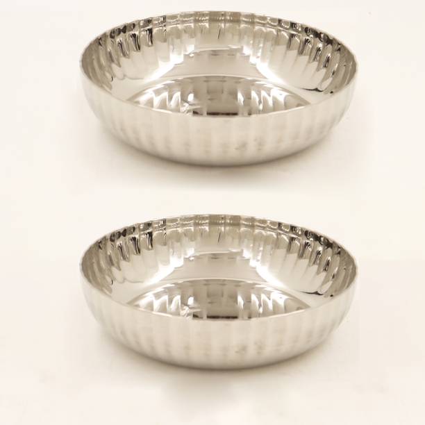 स्पिलबॉक्स Stainless Steel Hammered Bowl| Dessert Plate |Snack Plate-Ribbed Side dish Plate क्वार्टर प्लेट