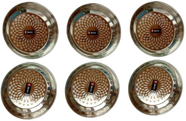 Silvester Stainless Steel Royal Laser Designer Halwa/Desert/Snack Plate Quarter Plate