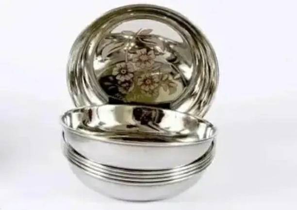 vasundhra Stainless steel halwa plate 6 Half Plate