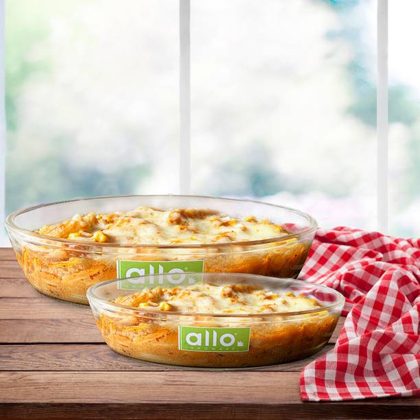 Allo Borosilcate Oval Glass Baking Dish, Baking Tray, Microwave Safe, 700, 1600ml Baking Dish