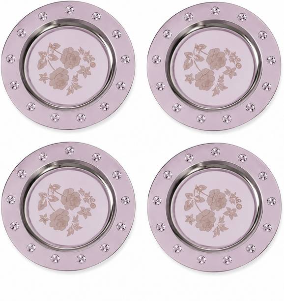 Matking Pack of 4 Stainless Steel, Steel Plate Dinner Set