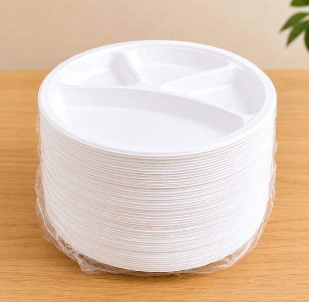 Dee wrapping paper Eco Friendly Biodegradable Compostable Sugarcane Paper Plate (Pack of 25) Dinner Plate