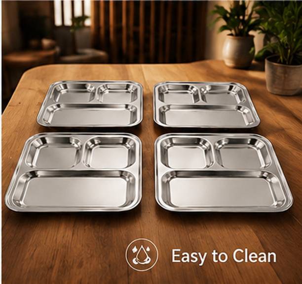 Nirvaanhub Stainless Steel Thali Set | pav bhaji Sectioned Plate