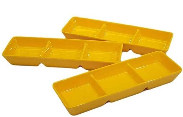 kaku Melamine Imported chutney bowl 3 in 1 | Non Breakable, Easy to Clean, Ideal Chip & Dip Tray