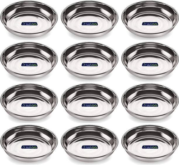 विया Stainless Steel Snack & Side Dish Plate Set 310ml | क्वार्टर प्लेट