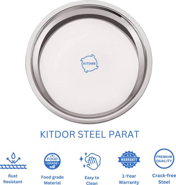 Kitdor Stainless Steel Atta Parat for Dough- 29 cms (Size 13), 22 Guage | Parat Plate Paraat