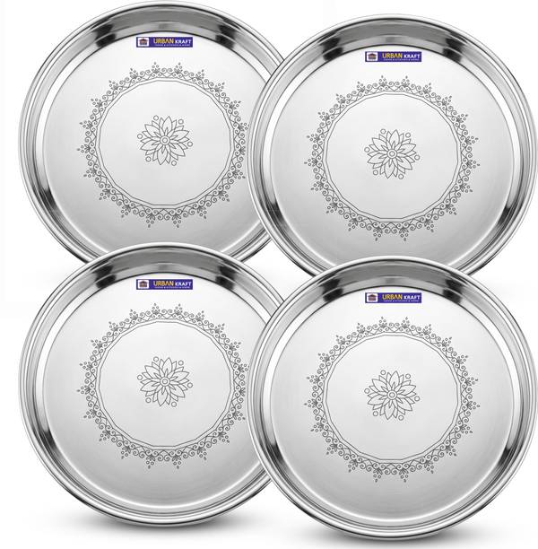 urban kraft Plate Set Steel Plate Dinner Plates 29.5 cm Pack of 4 Plates for Dinner Dinner Plate