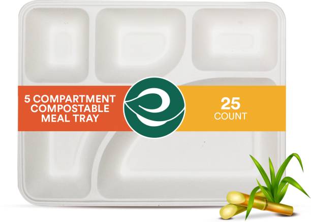 ECO SOUL Compostable Bagasse 5 Compartment Meal Tray
