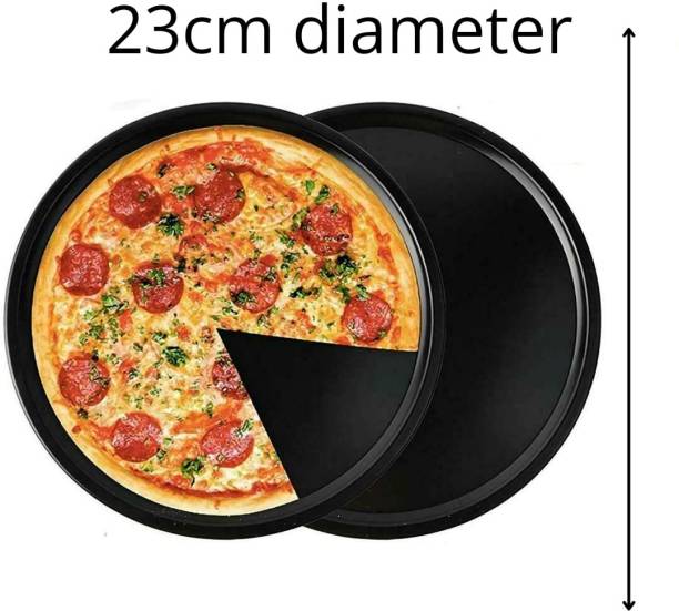 AL ATASH 23cm Non-Stick Carbon Steel Round Pizza Pan Tray For Microwave OTG Safe (9 inch) Pizza Tray