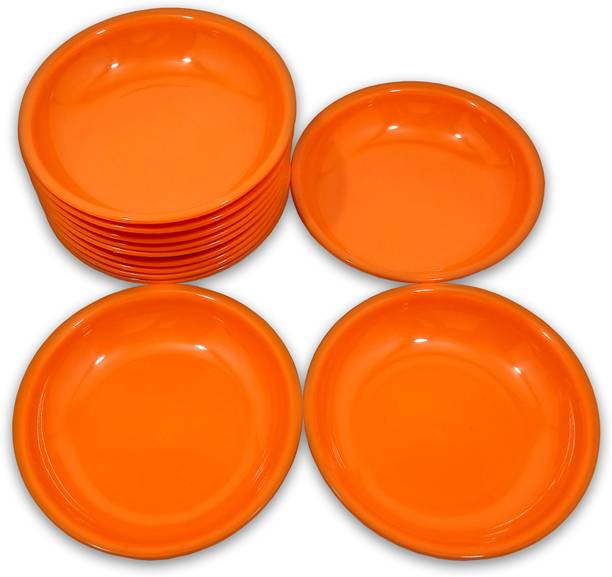 इनप्रो Plastic Round Small Snacks Plates-(Orange)-Unique Plates For Snacks-Nasta Plates क्वार्टर प्लेट