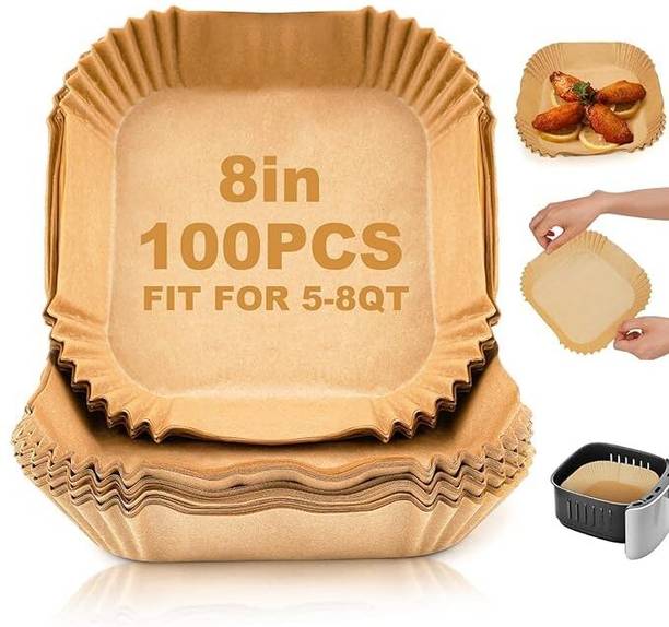 केसोल 100pc Square Air Fryer Disposable Paper Liner, Non-Stick Paper, Oil-Proof ट्रे