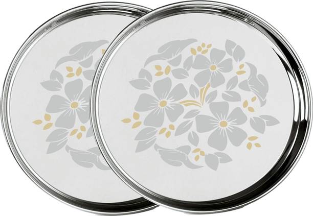 स्नैपल Stainless Steel Classic Designer Plate, Thali, Dinner Plate Heavy Guage 27cm डिनर प्लेट