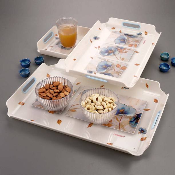NAYASA Plastic Durable Seving Tray Set With Glossy Fini...
