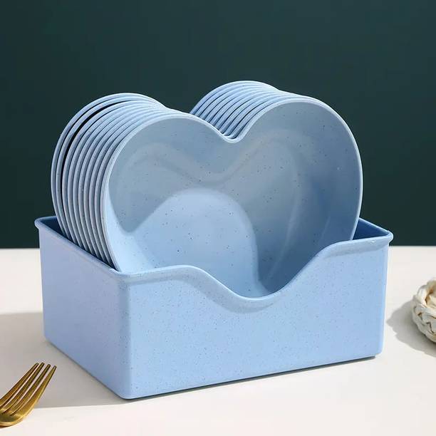 YELONA Heart Shape Dessert|Appetizer|Salad|Snack Plastic Plates - Party, Serving,Dinner Quarter Plate