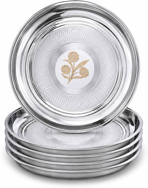GPTRADE Dinner Set | 4 Plates| permanent laser printed Thali Set for Home Dinner Plate