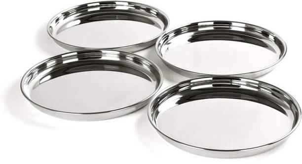 Vigneshgenix Stainless Steel Dinner Plates - Set of 4 Pieces Dinner Plate