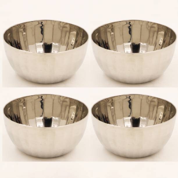 स्पिलबॉक्स Stainless Steel Hammered Bowl|Quarter Plates| Snack Bowl- Ribbed Sidedish Bowl क्वार्टर प्लेट