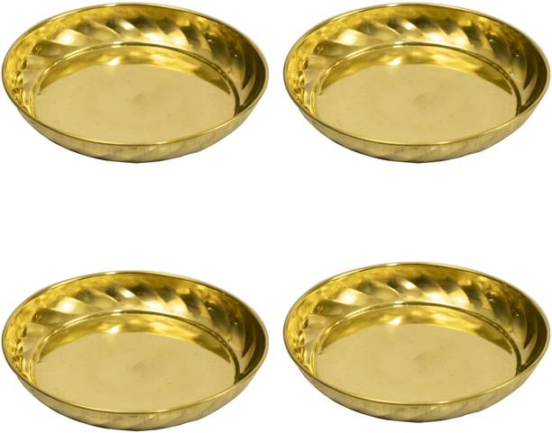 स्पिलबॉक्स Brass Diya Oil Lamp plate for Home Temple Puja Articles Decor Gifts-Ram plate4 सेक्शन्ड प्लेट
