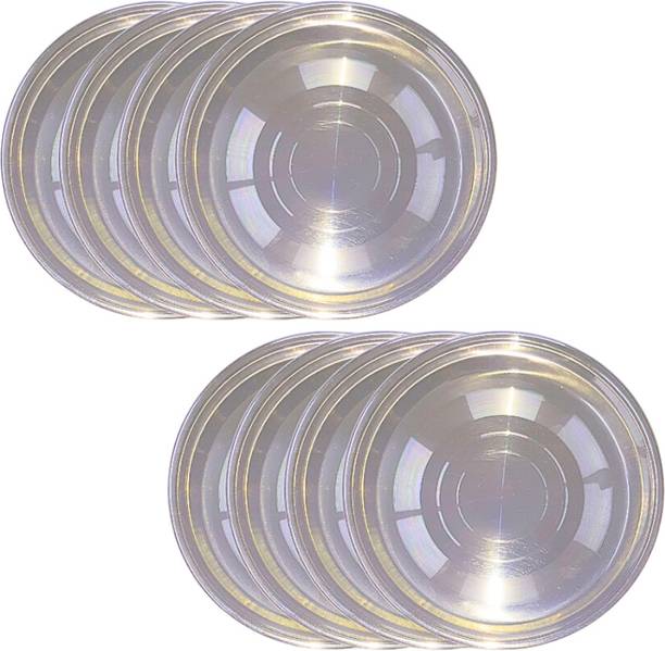 SHINI LIFESTYLE Stainless Steel Halwa Plates/ Breakfast plates/ Serving Plates(Dia-17cm) Quarter Plate