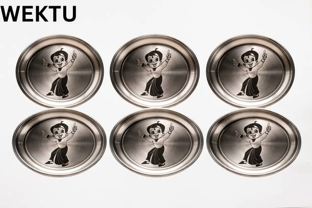 WEKTU Chota Bheem Laser Engraved Stainless Steel Plate for Kids & Pooja/57 Quarter Plate