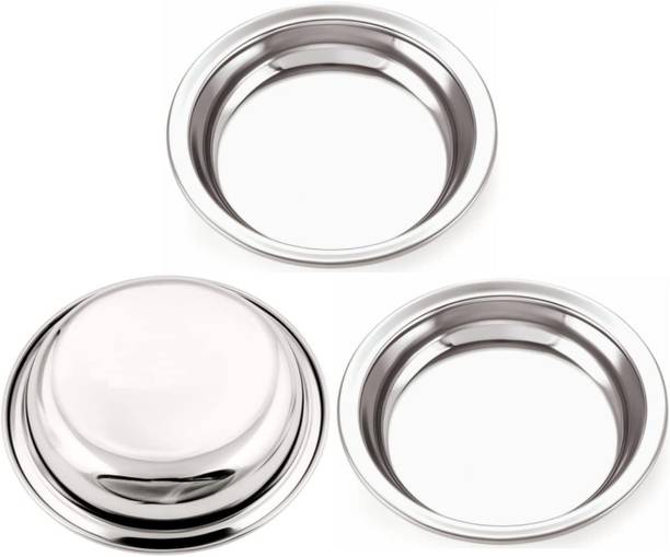 Kitdor Stainless Steel Plate Set for Snacks, Nashta, Deep Plates for Serving, 16.5 cms Dinner Plate