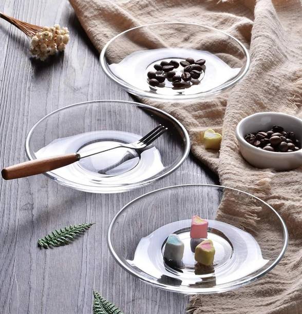 ARTECO Pack of 6 Glass Premium Clear Glass Saucer Set 120 ml – Pack of 6