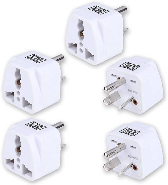 MX Universal 3 PIN Travel Adapter (Type H) Home and Official use (Pack of 5) Plug Pin