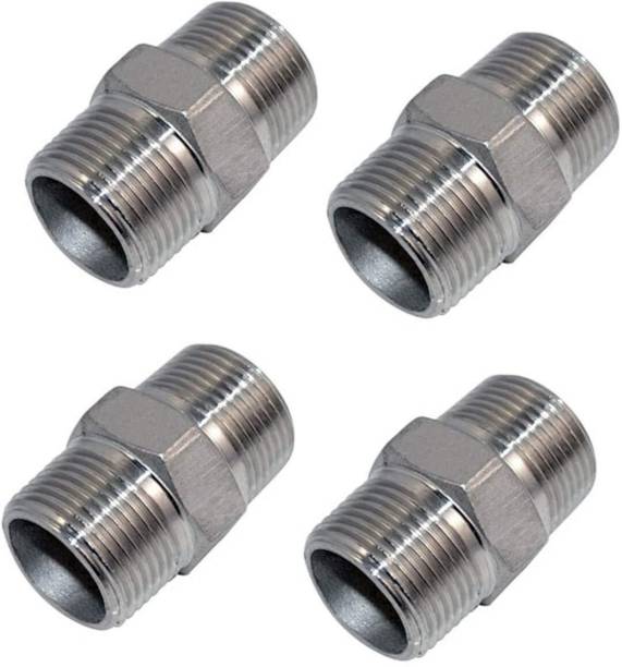 SS BATTH Brass 1/2 to 1/2 Inch Male Threaded Screwed Hex Nipple Pipe Quick Connector 20 mm Plumbing Pipe