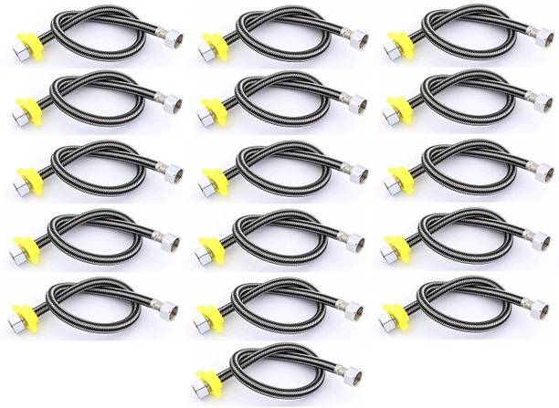 fastgear Steel Black Wire Connection Pipe 24inch for Geyser/Wash basin/Bathroom(16pcs) 15 mm Plumbing Pipe